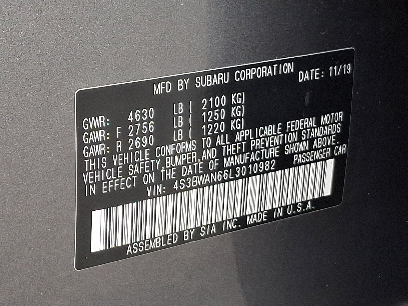 2020 Subaru Legacy Limited